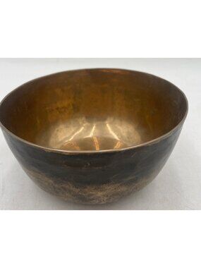 Antique Handcrafted Hand Hammered Brass Singing Bowl Patina Meditation Decor 6"